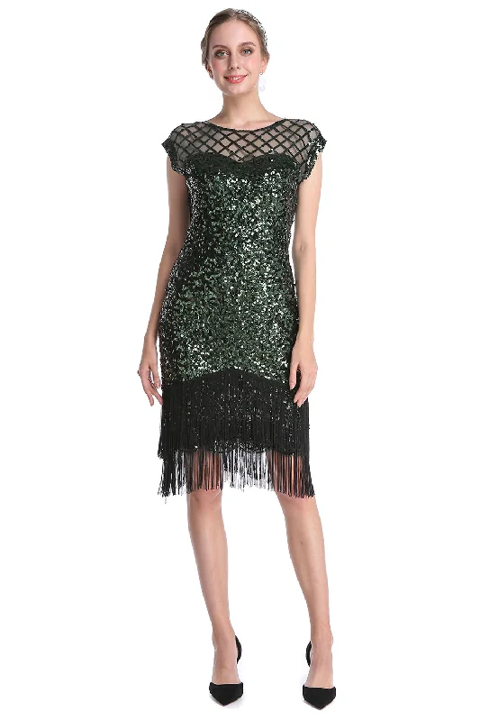 Dark Green Sequin 1920s Dress