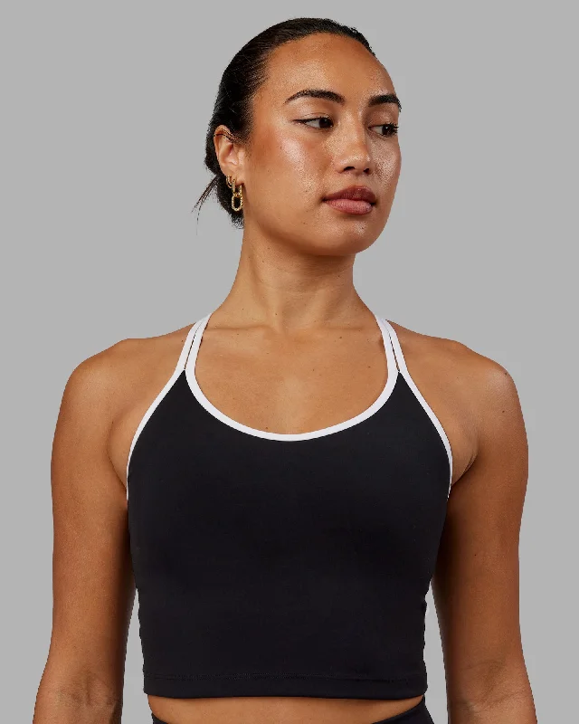 Contrast Active Shelf Bra Tank - Black-White