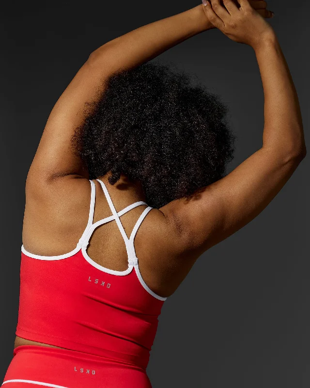 Contrast Active Shelf Bra Tank - Scarlet-White